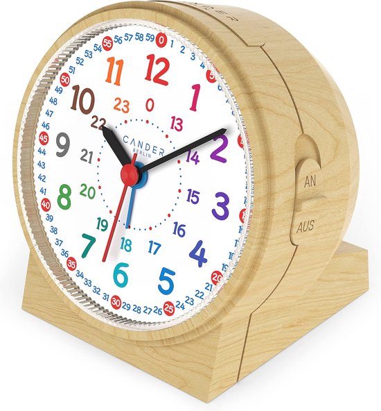 Geruisloze Kinderwekker met Houten Look - Tafelklok voor Jongens en Meisjes — afbeelding 5