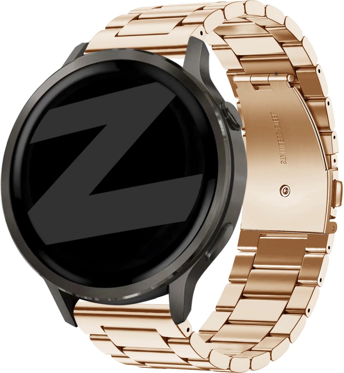 Bandz Stalen band 'Classic' (18mm) - Geschikt voor Garmin Vivoactive 4s / Vivomove 3s / Venu 2s / Venu 3s / Forerunner 255s / Forerunner 265s / Venu 4 - 41mm - Rosé goud