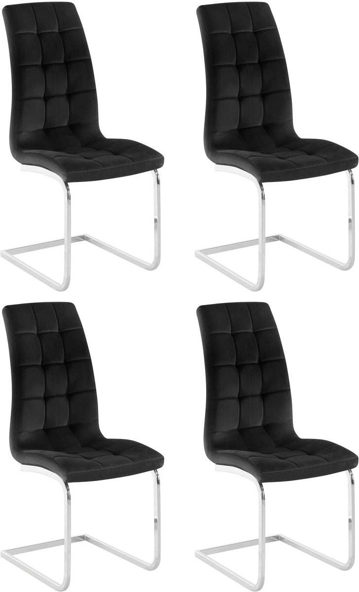 Notio Living Lola-Eetkamerstoel - 4 Pack - Zwart Fluweel