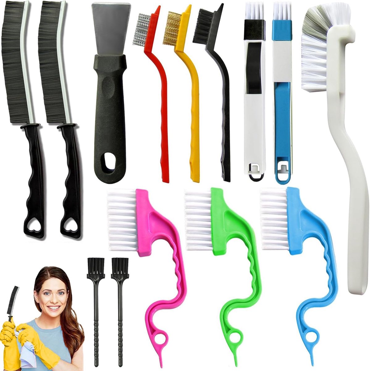 Unyqoos® Uitgebreid 14-delig Reinigingsborstel Set voor Diverse Huishoudelijke Taken