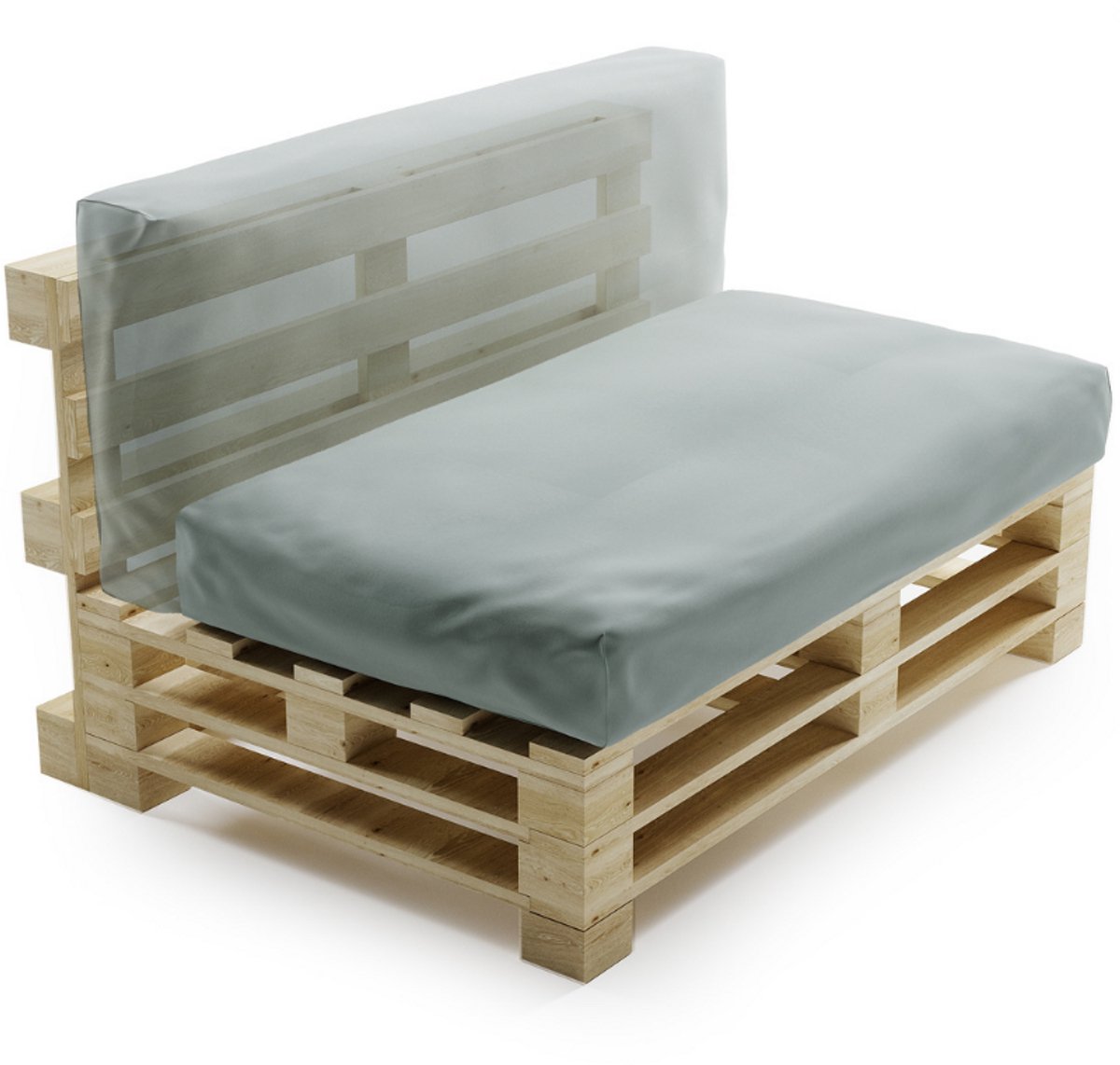 Bananair - Multifunctioneel Waterbestendig Palletkussen - afneembare hoes - Geschikt als zit- en rugkussen - Tuinkussen voor Palletbank - 120x60 cm - Lichtgrijs