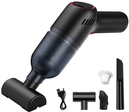 Mini-stofzuiger, draadloos, oplaadbaar, geschikt voor nat en droog gebruik, ideaal voor tapijten, auto's, banken en bedden - Zwart