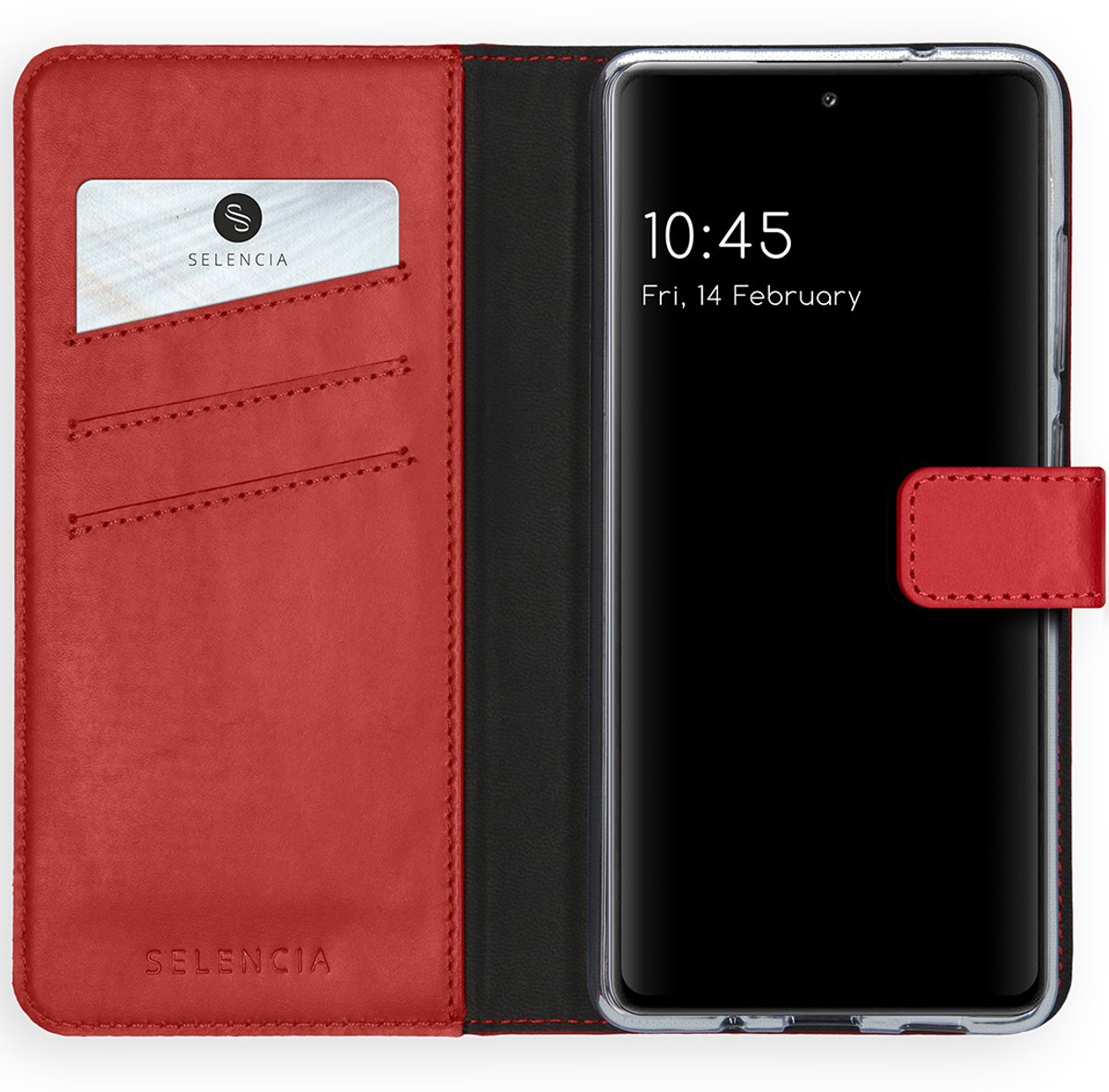 Selencia Hoesje - Geschikt voor Samsung Galaxy S20 FE - Echt Lederen Bookcase - Rood