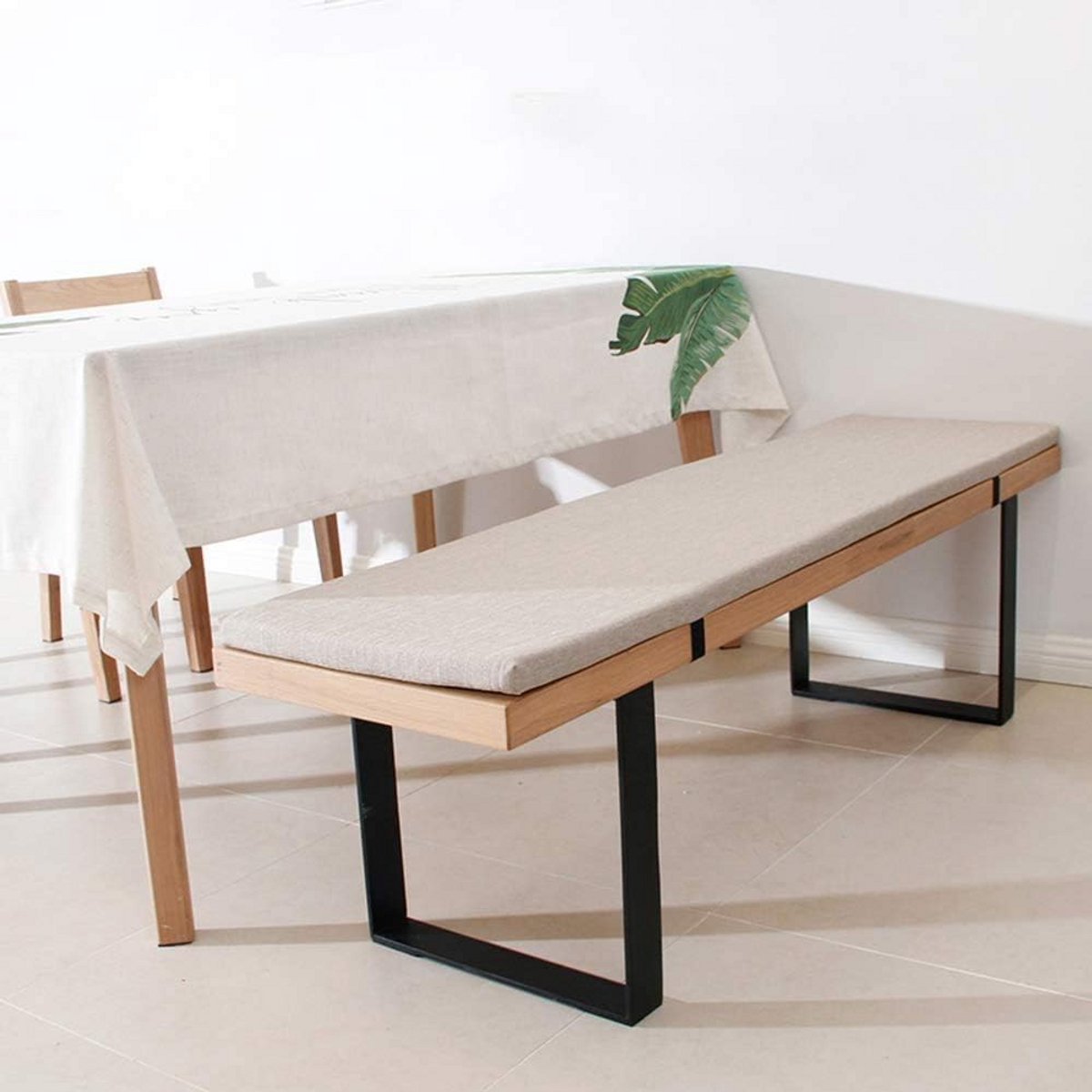 Lange Zitkussen met Bevestigingsbanden 80x30cm 3cm dik Schuim voor Tuinbank en Keukenraam