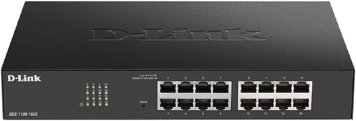 16-Poorts Gigabit Smart Managed Switch met VLAN support en QoS - Ideaal voor eenvoudig netwerkbeheer