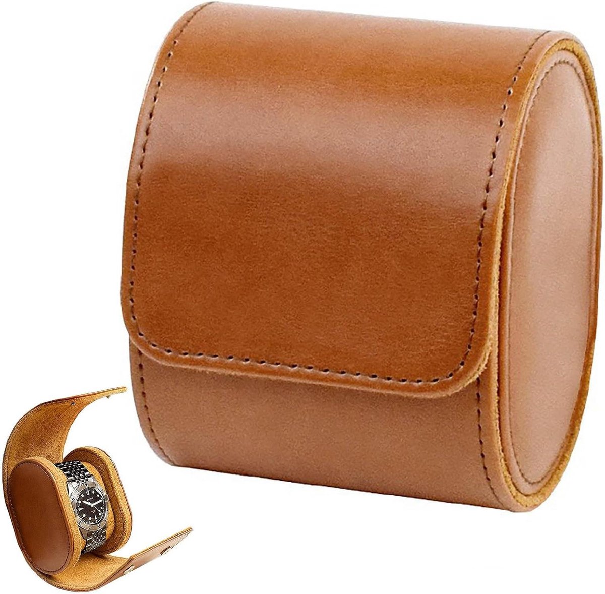 Horloge-etui voor Reizen - Opbergrol voor Horloges - Retro Design - Compatibel met [Hoofdkeyword] - Lederen - Geschikt voor [Kleur of Model] Horloges - Draagbaar - Reisetui - Beschermende Opberghoes voor Horloges met Stijlvol Design