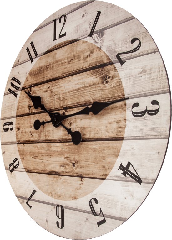 NeXtime - Wandklok - 55cm - Hout - Bruin - 'Nadir'