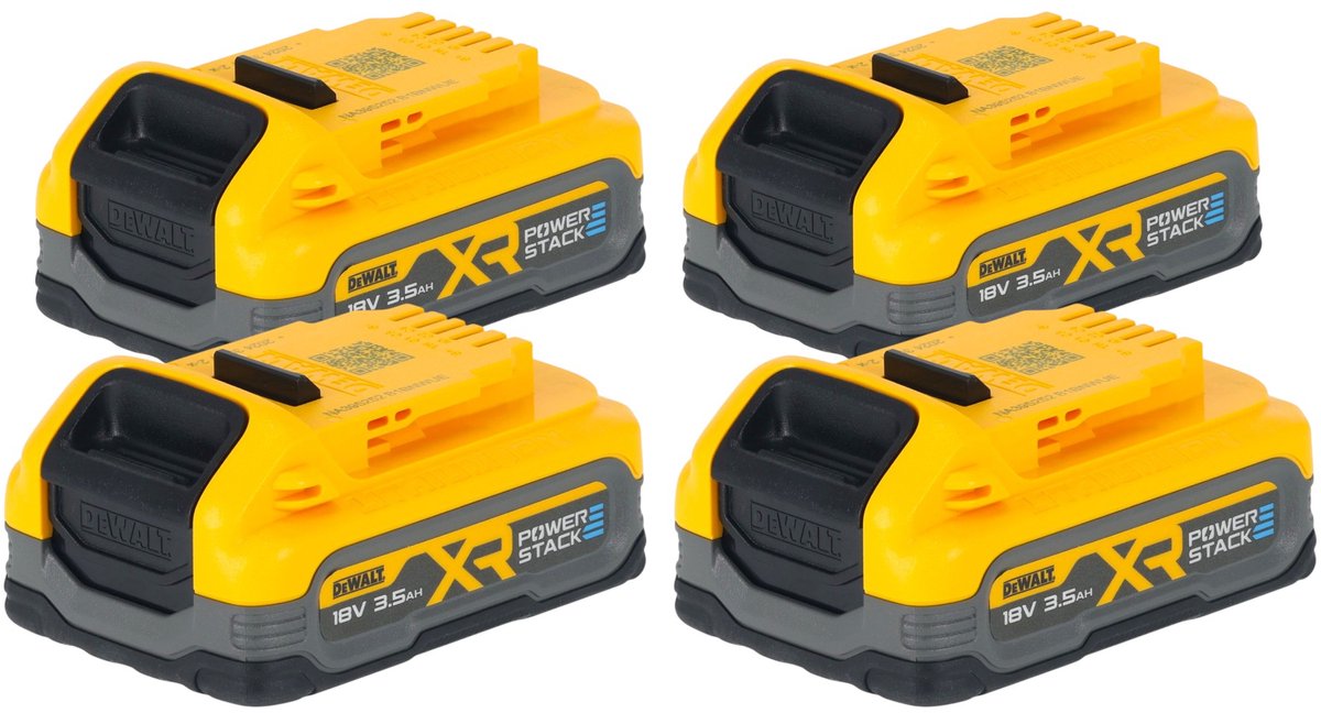 DeWalt DCBP 318 S4 accuset met 4x Powerstack-accu 18 V 3,5 Ah / 3500 mAh XR Li-Ion - met laadindicator