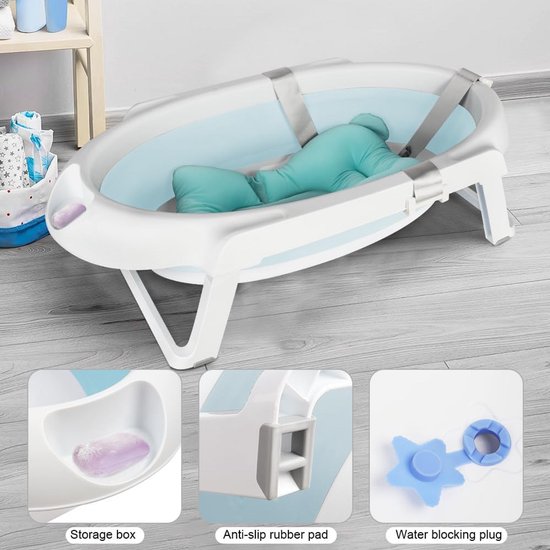 Opvouwbaar babybad met ergonomisch design en kussen — afbeelding 2