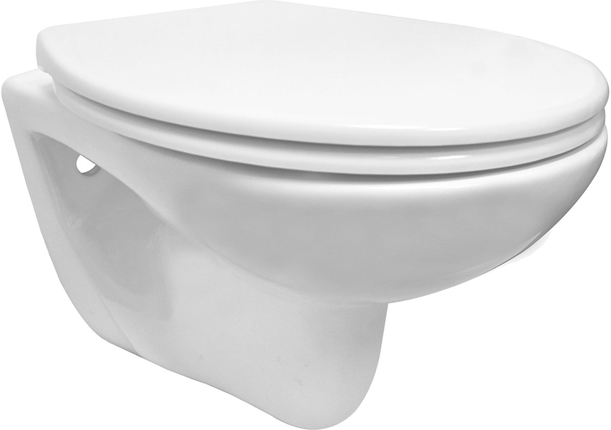 Neptunus 2.0 wandcloset rimless met Neptunus 2.0 toiletzitting glans wit