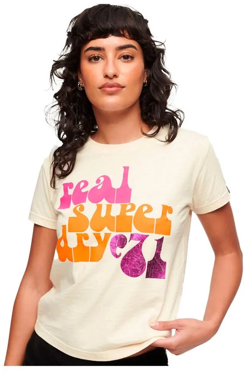 Superdry 70s Retro Font T-shirt met grafische print Dames T-shirts Wit