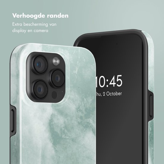 Selencia Case Convient pour iPhone 15 Pro Case - Selencia Vivid Backcover Convient pour MagSafe - Marbre Gris Jade