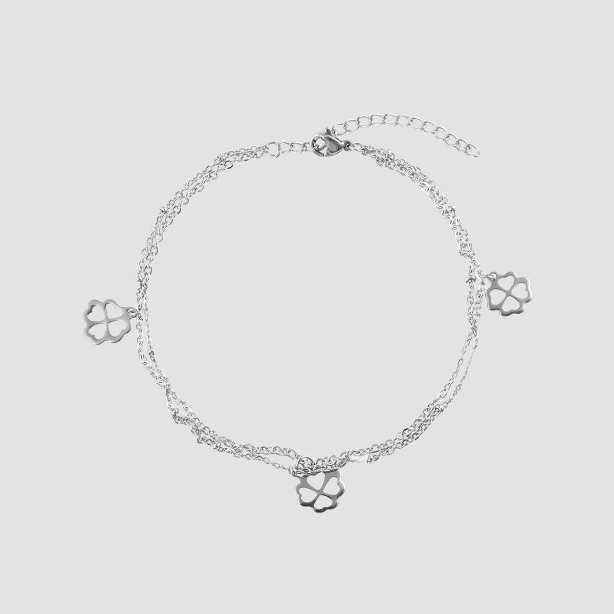 AKZENT Akzent dames voetsieraden Babet Akzent enkelbandje van roestvrij staal, klaverblad