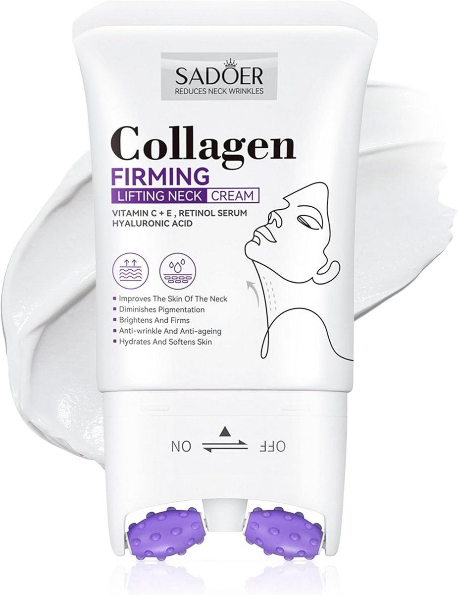Firming Neck Cream with Double Massage Rollers for Lifting and Hydration