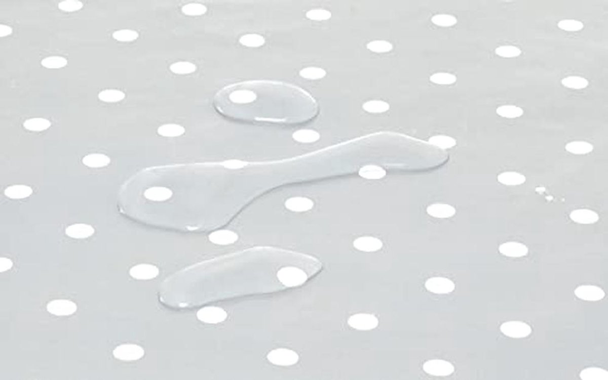 Rechthoekige Oliekleed PVC Tafelkleed 140cm x 200cm - Lichtgrijs met Polkadots
