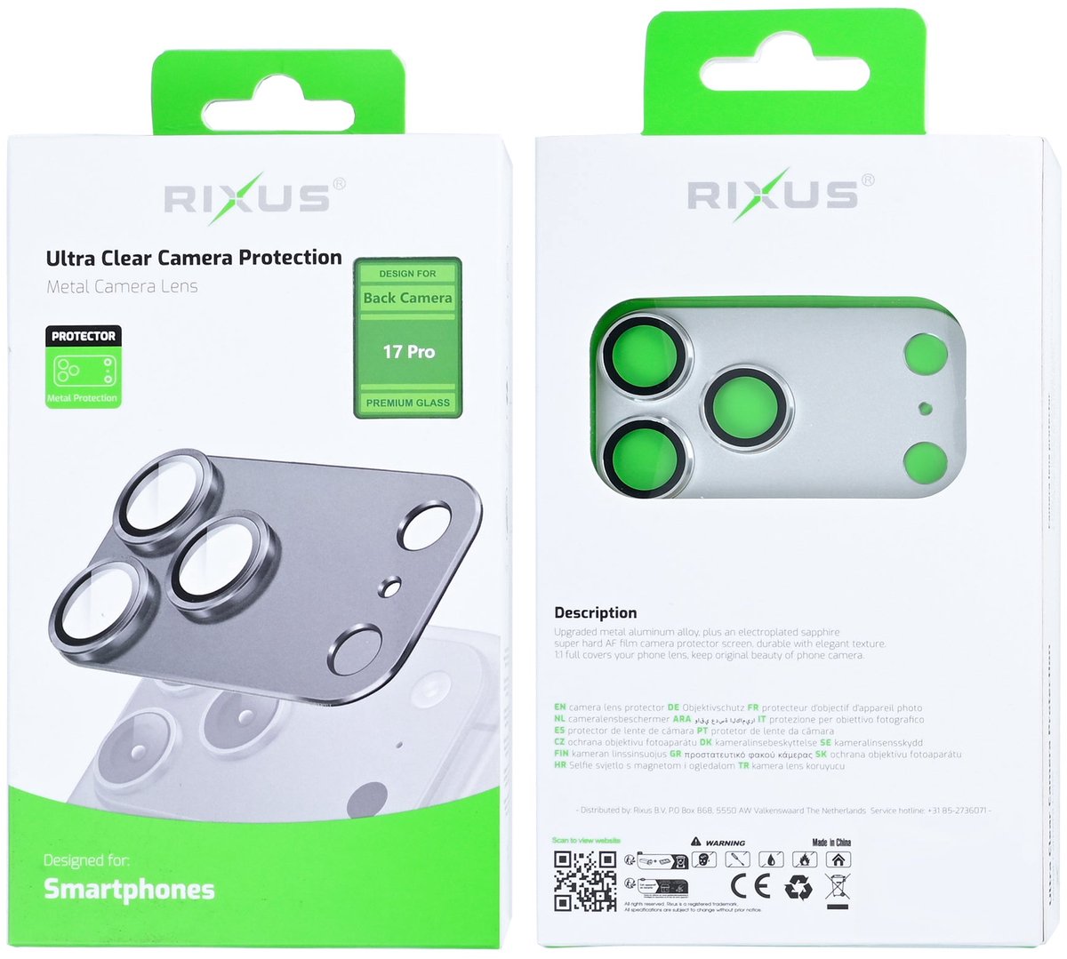 Rixus Ultra Clear Camera Protection For Apple iPhone 17 Pro Silver