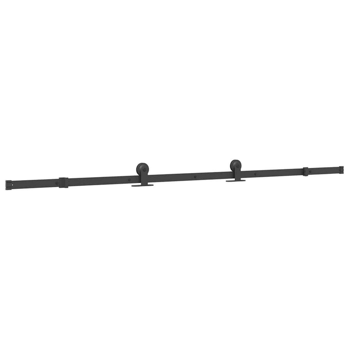 vidaXL - Doos - met - onderdelen - voor - schuifdeur - 213,5 - cm - staal - zwart