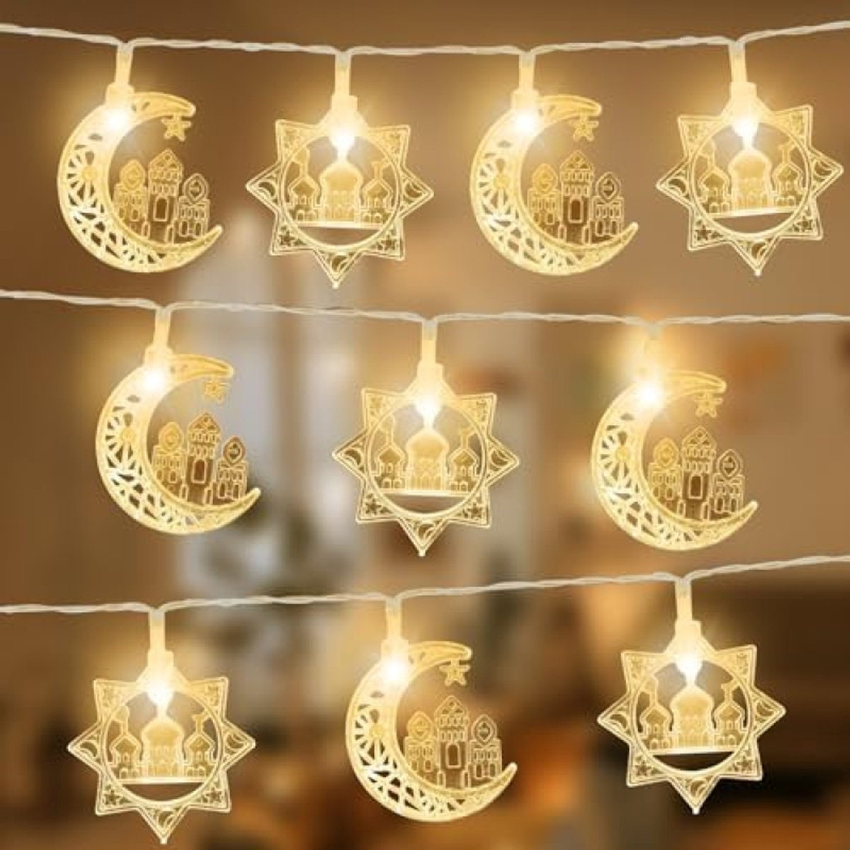 Ramadan Lichtslinger met Sterren en Maan - 3 meter LED Verlichting voor Binnen en Buiten