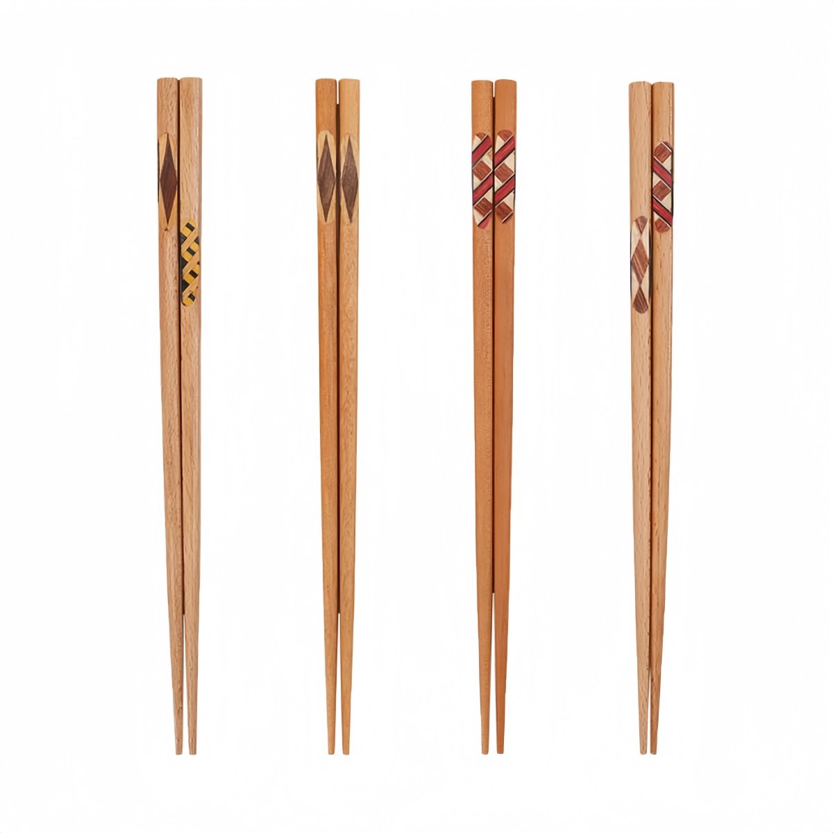 4 paar - Eetstokjes - Huishoudelijk servies - Hout - 22,5 cm - Natuurlijke houtkleur