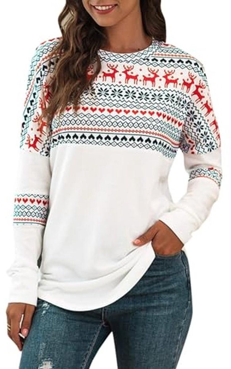 Imily Bela Dames Merry Christmas Sweatshirt Grappige Xmas Lange Mouw Shirt Cartoon Tops Tuniek Trui