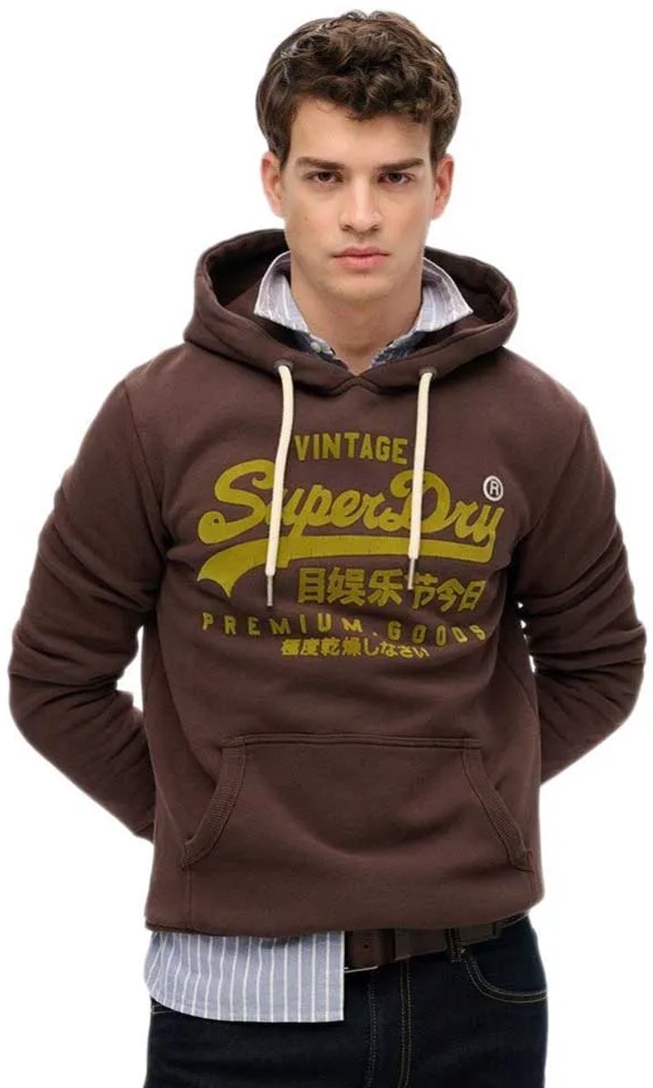 Superdry Vintage Logo Tonal Hoodie Heren Hoodies Bruin