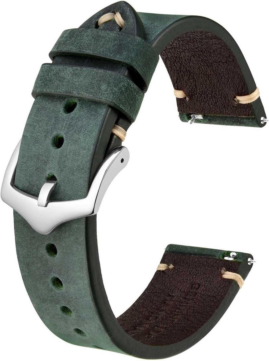 Leren Horlogeband voor Heren met Snelsluiting - 18 mm, 20 mm, 22 mm