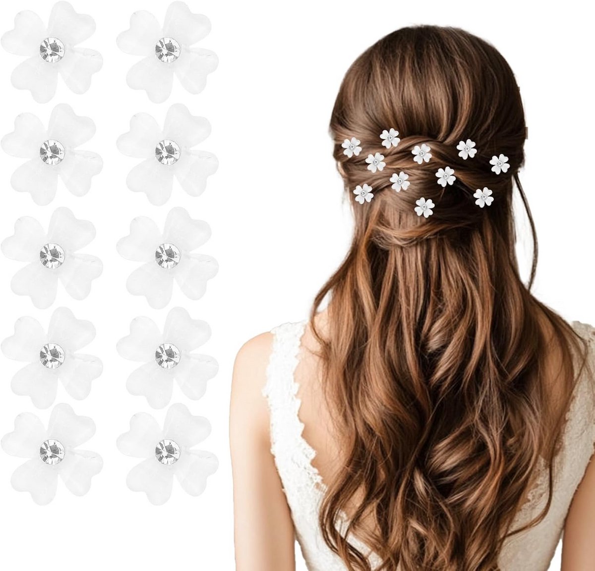 Haaraccessoires Set van 10 Bloemen Haarclips voor Dames - Mini Haarspelden voor Bruiloft