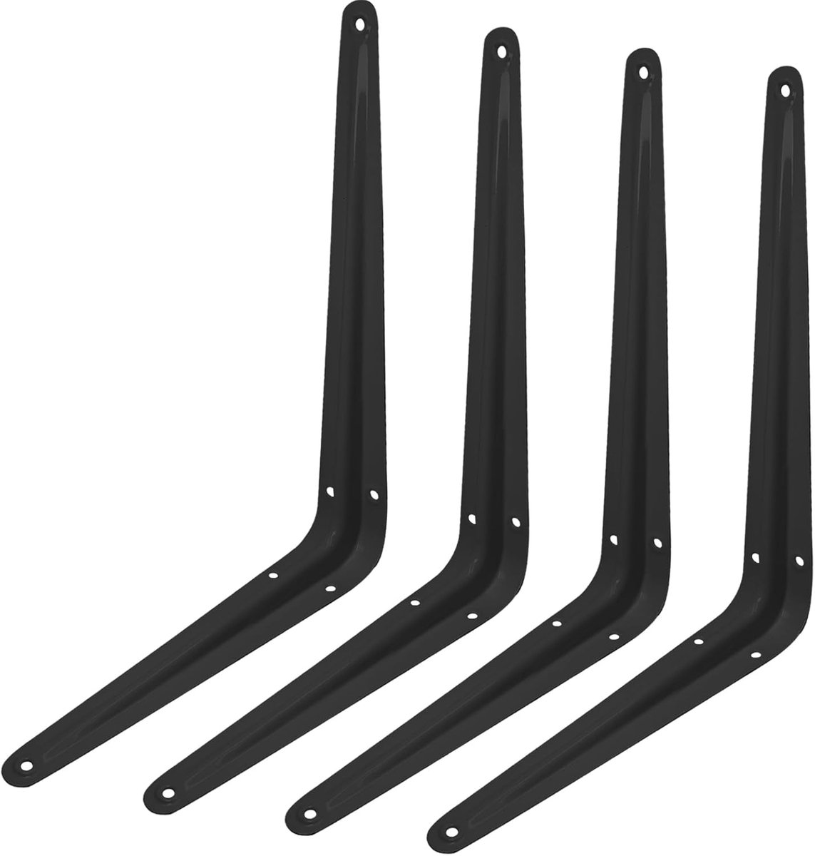 4-delige set van 30*25 cm zwarte, robuuste metalen hoekplanken met schroeven, geschikt voor wandmontage en ondersteuning.
