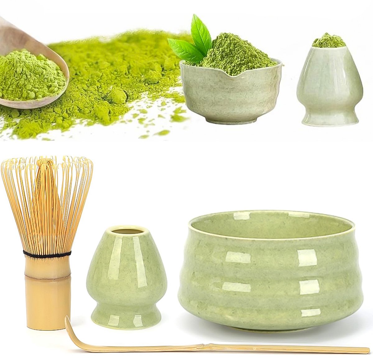 Matchatset - Matcha klopper - Matcha kom - Matcha Wisk - Matcha Starterkit - Cadeauset Matcha - 4-Delig
