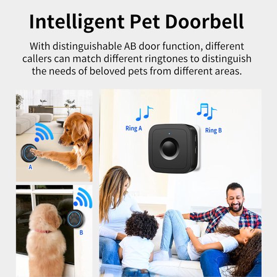 Draadloze Katten-/Hondenbel - Waterdichte Intelligente LED-Flitsdeurbel- Draadloze Kattenbel-Hondenbel- Intelligente Led-Flits-Deurbel voor honden - Waterdichte Deurbel — afbeelding 2
