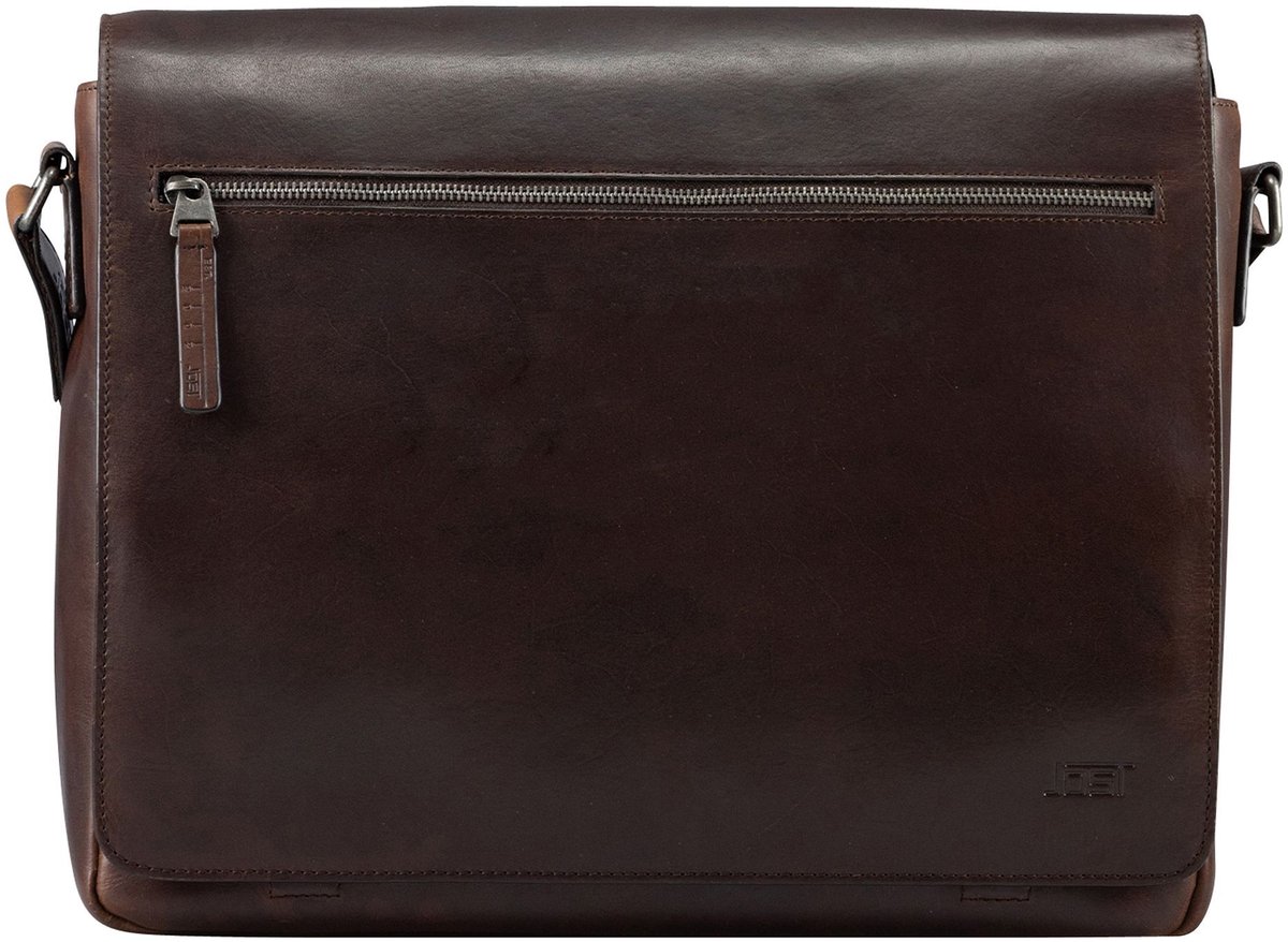JOST Leren Business tas Laptoptas met laptopvak Lund Crossbody Bag Brown Donkerbruin