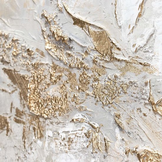 YS Peinture "Histoire" - Tableau sur toile peint à la main 100x50 cm - Décoration murale Abstraite - Beige et or - Moderne - Décoration murale salon - Décoration chambre - Accessoires de chambre - Tableaux abstraits sur toile - tableau salon