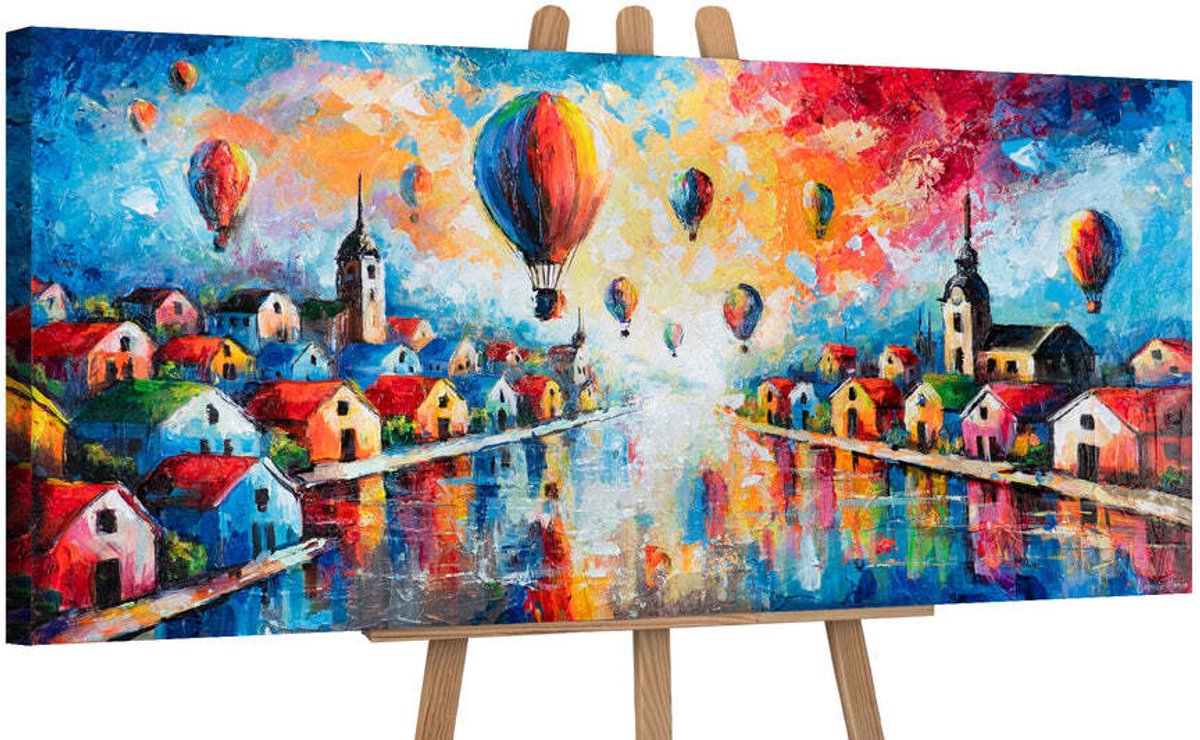 YS Canvas schilderij panoramisch 115x50 handgeschilderd hemelse verten hemel natuur – YS-Art Gallery – Luchtige wanddecoratie voor woonkamer – Modern schilderij voor hal