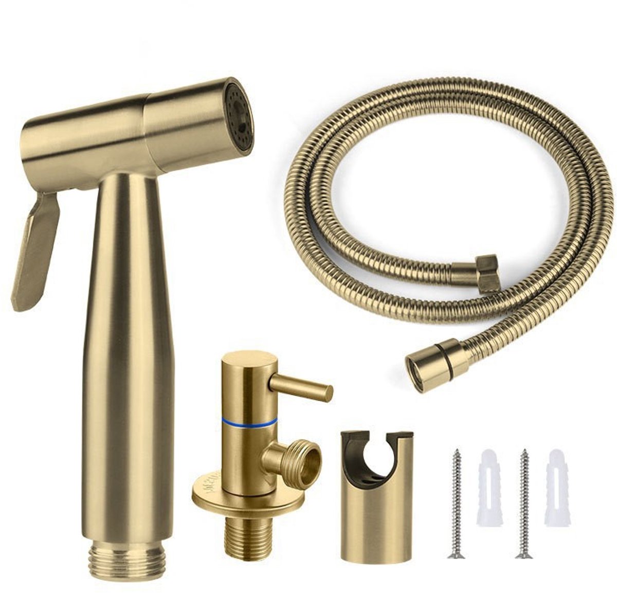 Handdouche voor bidet, bidetsproeier van geborsteld goudkleurig roestvrij staal.