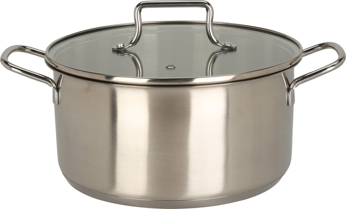 Kookpan RVS speelgoed met glazen deksel - educatief keukenspel 22cm.