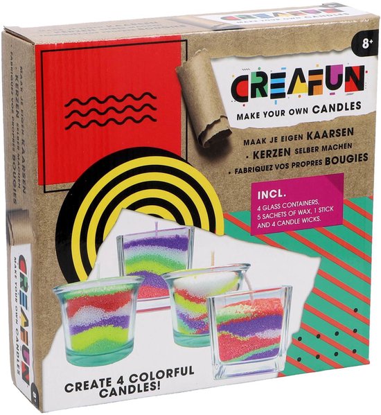 Creafun hobbyset kaarsen maken DIY set voor kinderen kleurrijk.