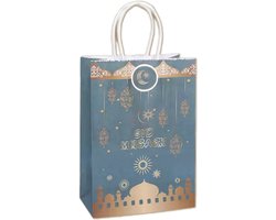 BTH - Ramadan Cadeau Zakjes - Eid Mubarak Decoratie - Giftbag - Versiering - Blauw