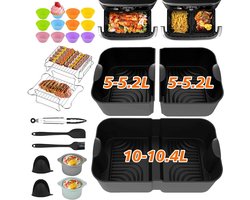 29 Pièces Doublures Silicone Friteuse à Air Compatible Ninja Dual Foodi FlexDrawer AF500EU 10,4L, Cosori 10L Accessoires Friteuse à Air Chaud, Moule Silicone Ninja Accessoires Friteuse à Air