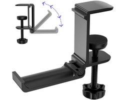 Koptelefoon Standaard – Headset Hanger – Koptelefoon Houder voor onder Bureau – Verstelbare Headset Stand – Hoofdtelefoon Headset Houder Bureau – Universele Koptelefoon Haak - Geschikt om hoofdtelefoons aan op te hangen - Zwart