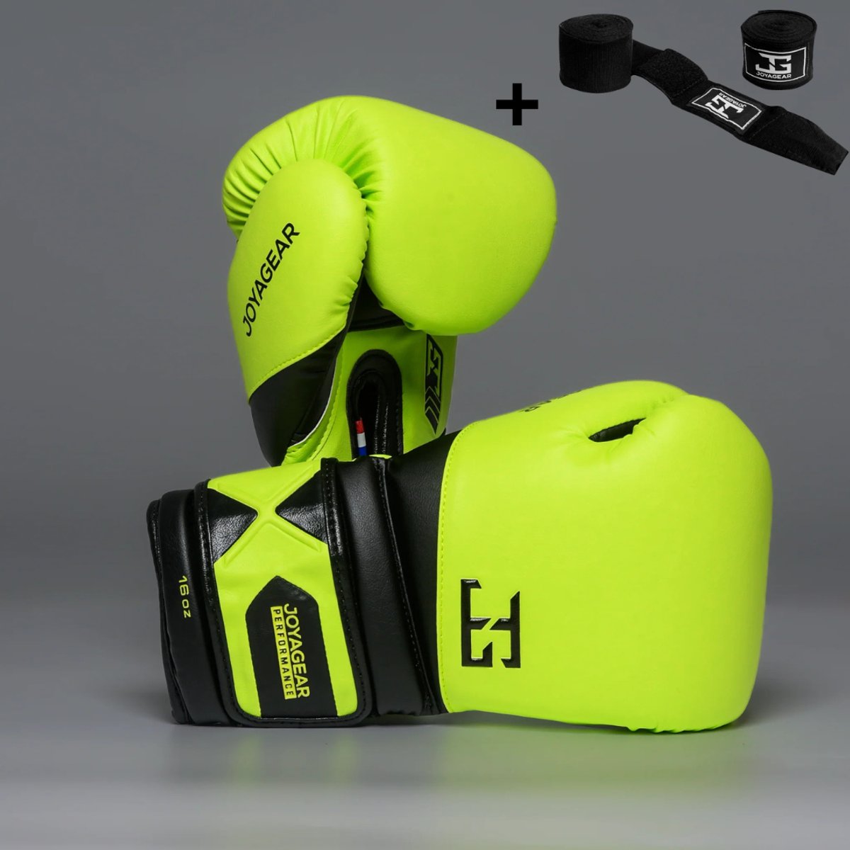 Joyagear Performance V2 Bokshandschoenen – Limoen Groen/Zwart – 14 oz – Boksen, Kickboksen, Muay Thai & MMA – Inclusief Bandage