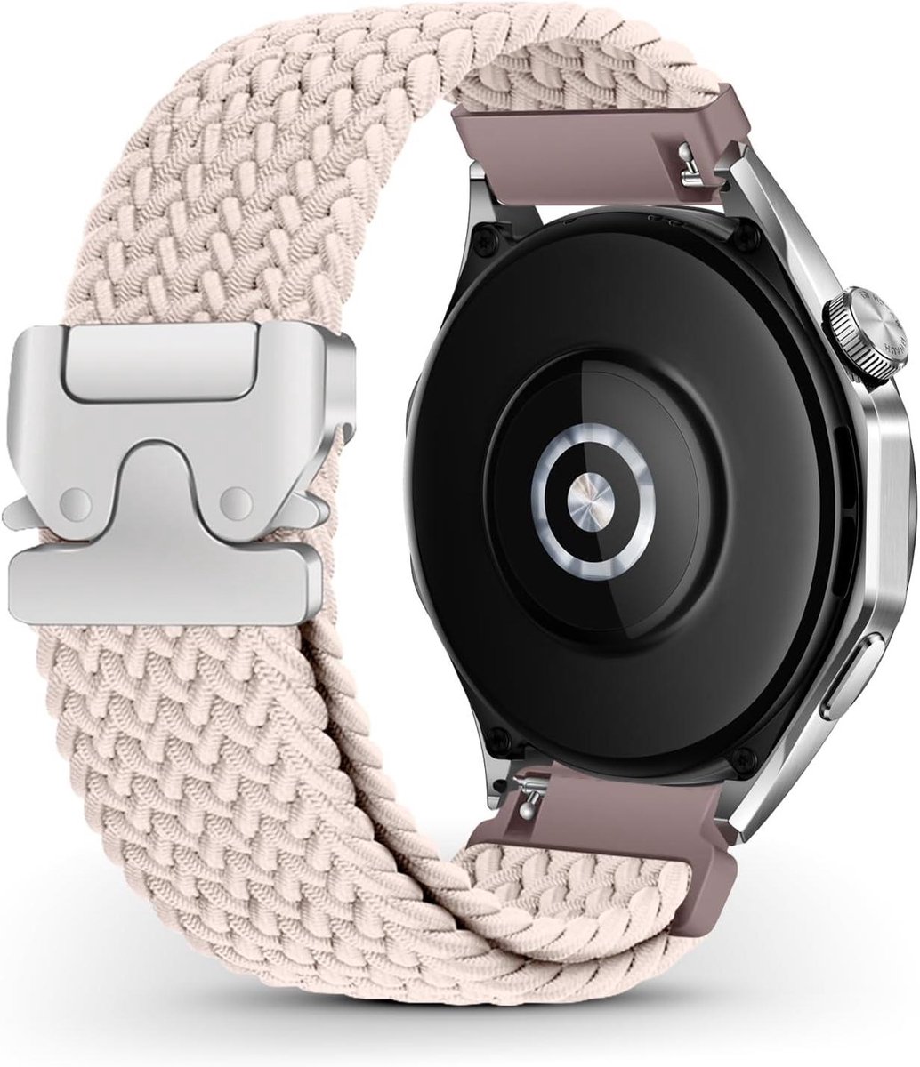 Cosensi - Nylon horlogeband 22 mm compatibel met smartwatch modellen - melkthee