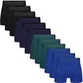 Bamboo Basics Heren Bamboe Boxershorts Rico (paquet de 12) - Noir, Navy, Petrol & Bleu Ton Sur Ton - Sous-vêtements Hommes - Boxer Hommes Jambe longue - Taille XXXL
