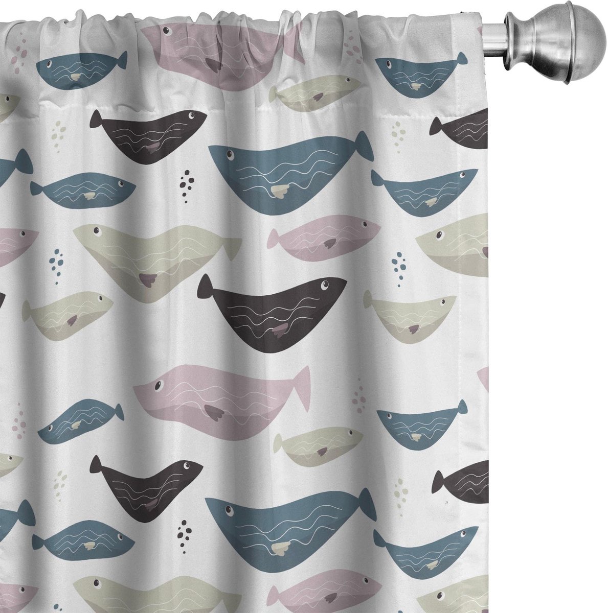 ABAKUHAUS Onderwater gordijnen – 2x75x175 cm – Mikrofaser – Halfdonkerend – Multicolor Wit Multicolor