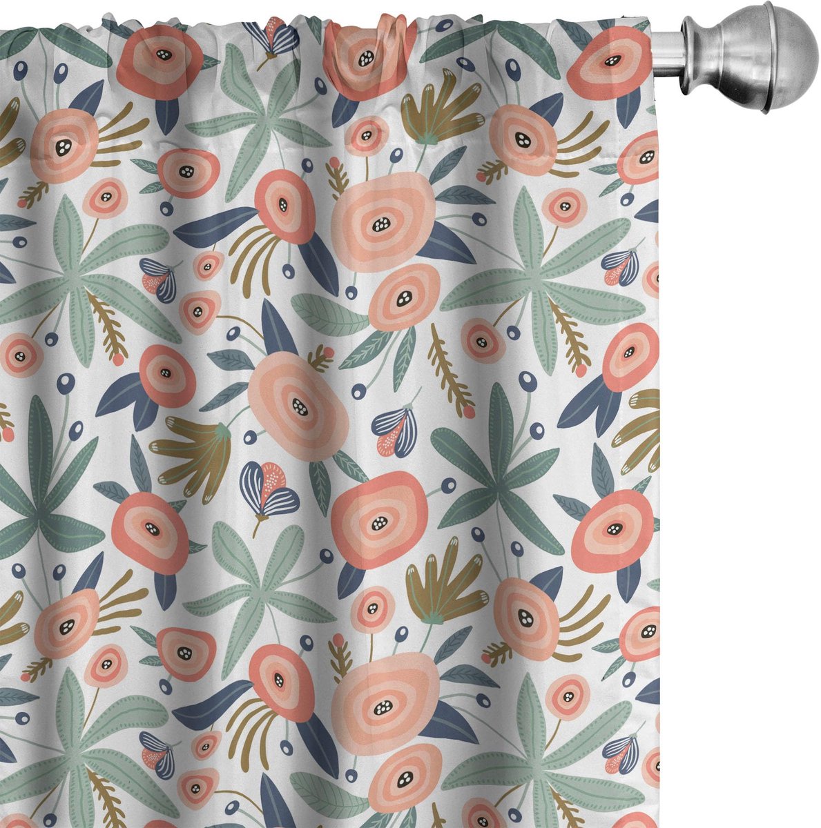 ABAKUHAUS Botaniek – Doodle Bloem – 2x75x225 cm – Microvezel – Veelkleurig Mehrfarbig
