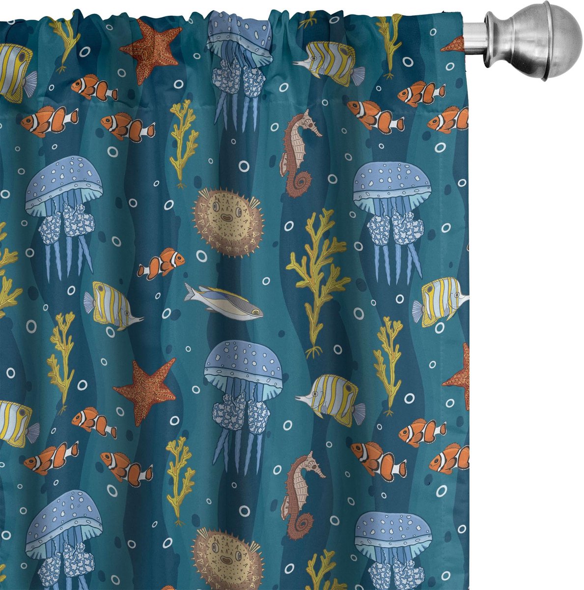 ABAKUHAUS Onderwatergordijnen – 2x75x245 cm – Microfiber – Halfdonkerend Mehrfarbig