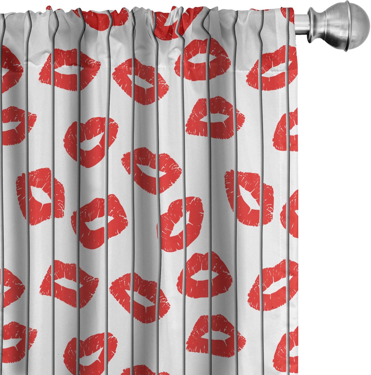 ABAKUHAUS Glanz – 2x 75x175 cm Microfiber Gordijnen – Scharlaken/Wit en Grijs Scarlet