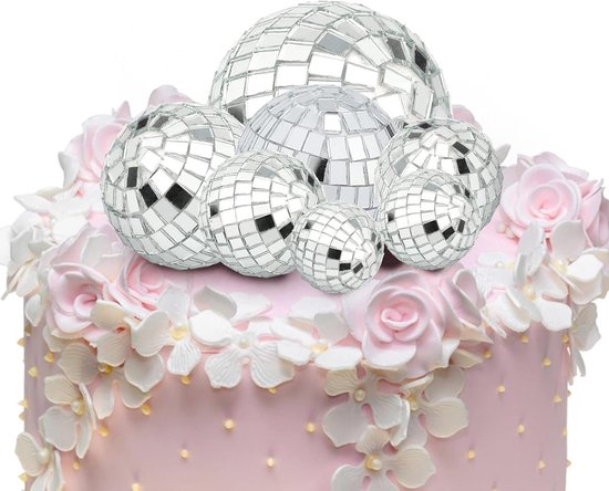 12-teiliges Discokugel Kuchen Topper Set – 4 Größen (2,3–6 Cm) In Rosa Für Disco-Partys, Geburtstage & 70er-Motto