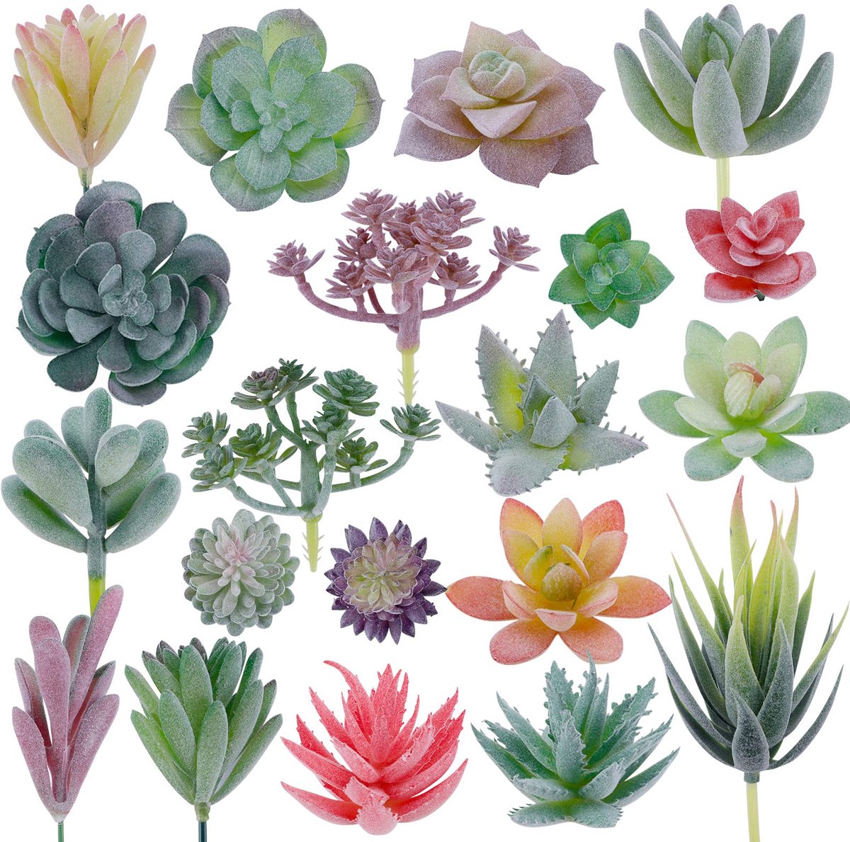 Unyqoos Set van 20 Realistische Kunstvetplanten voor Decoratie en Creatief Gebruik Meerkleurig