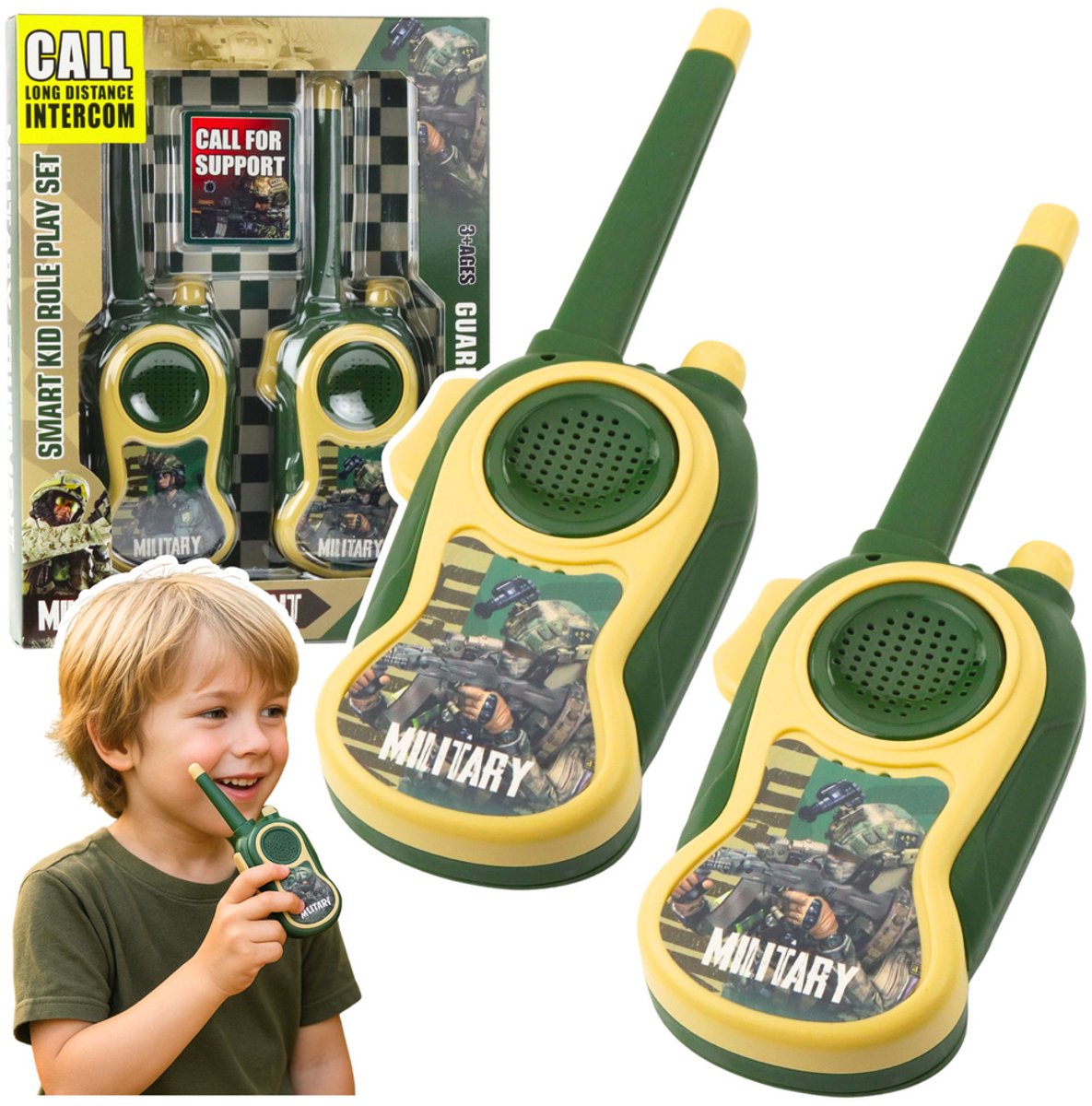 Playos® - Walkie Talkie - Militair - tot 300 meter - Communicatiespeelgoed - Rollenspel Speelgoed - Buiten Speelgoed - Sinterklaas