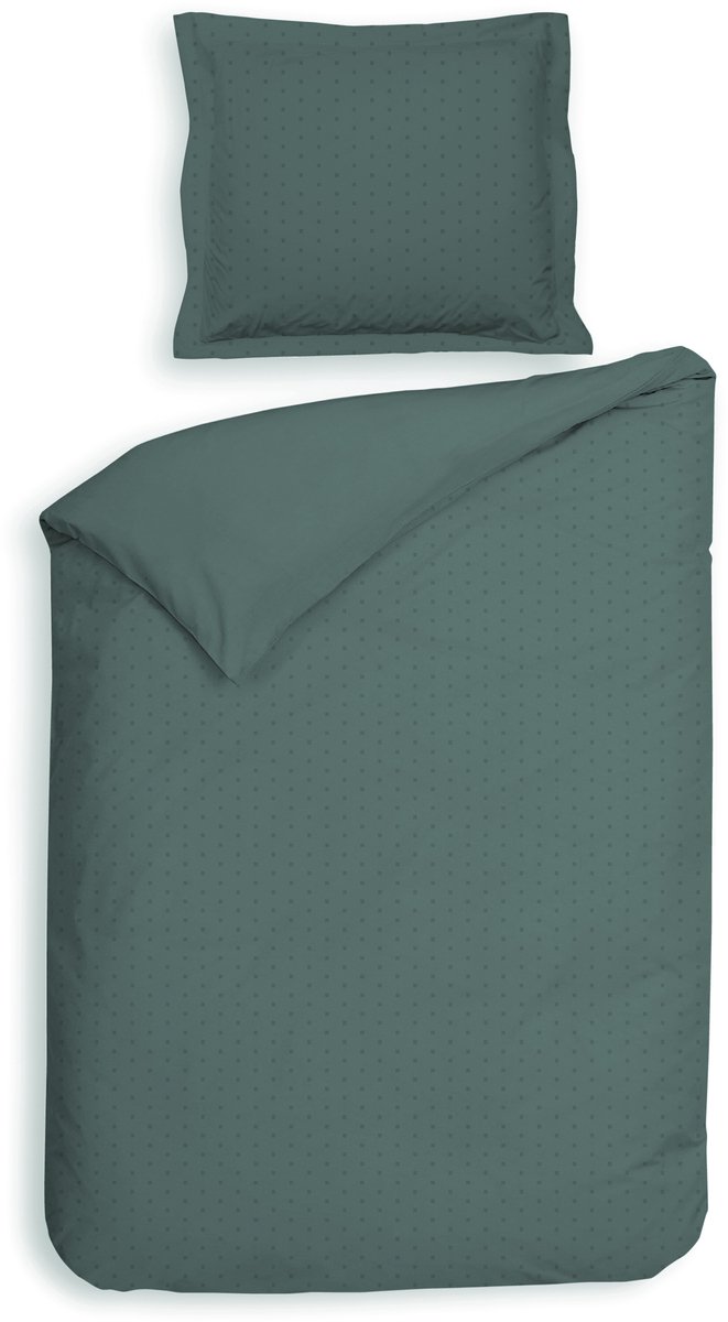 Heckettlane Dekbedovertrek Punto - Bedlinnen met Stippen - 140x200-220 cm - Eenpersoons - Groen - Dekbedovertrek van 100% Katoen-Satijn